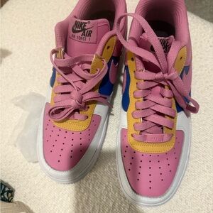 Nike Air Force 1 Pink Blue Yellow Sneakers